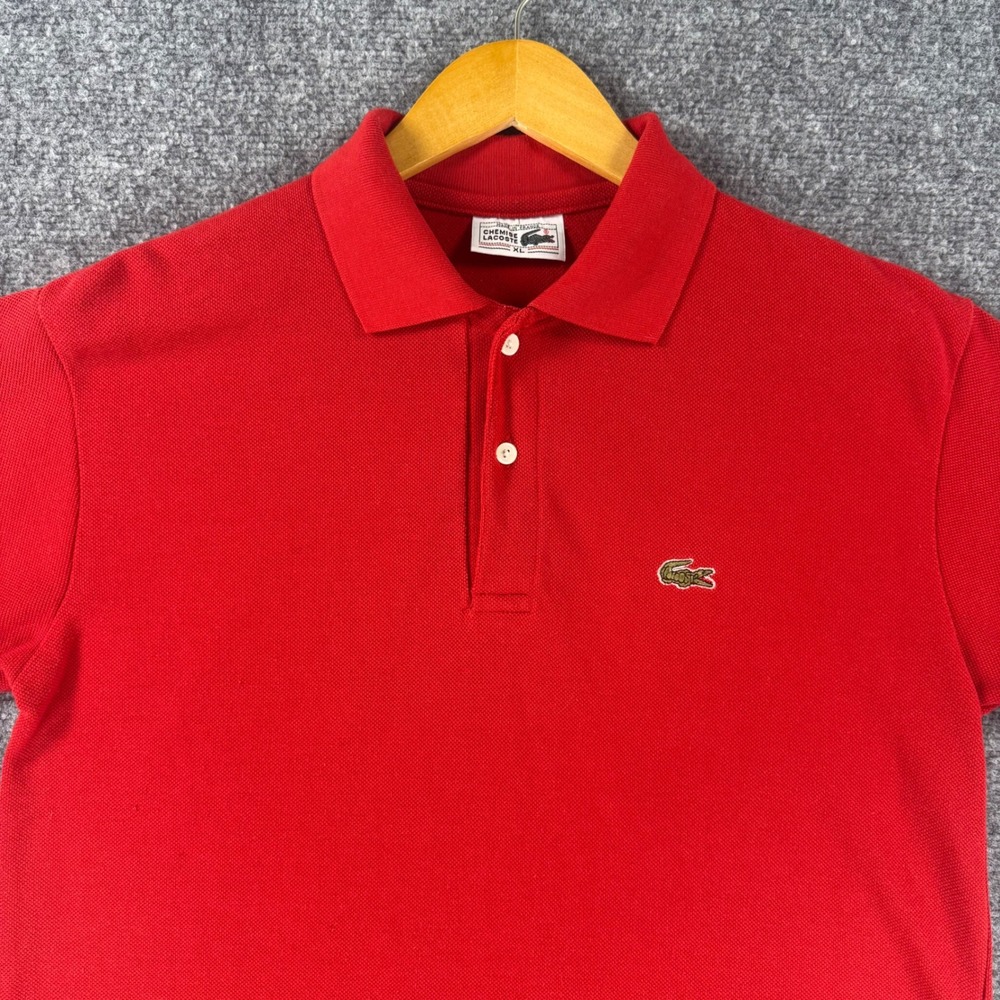 Lacoste Chemise Vintage Polo Shirt Mens XL Red Cotton Pique Short Sleeve France - Picture 5 of 7